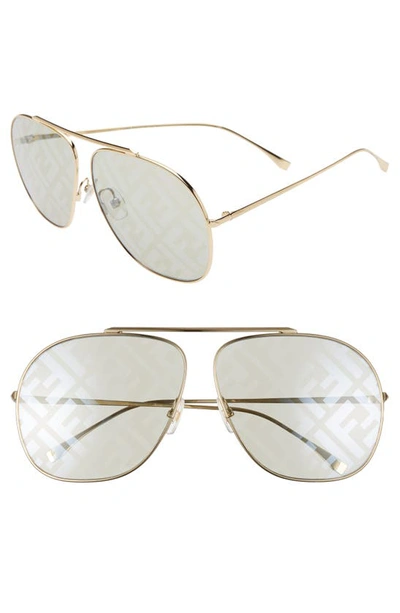 Shop Fendi 64mm Oversize Lenticular Lens Aviator Sunglasses In Gold/ Green
