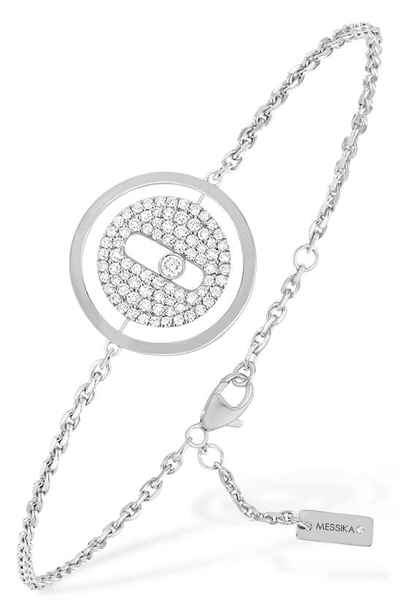 Shop Messika Lucky Move Pavé Diamond Pendant Bracelet In White Gold/ Diamond