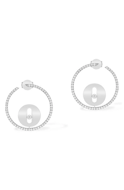 Shop Messika Lucky Move Pavé Diamond Hoop Earrings In White Gold/ Diamond