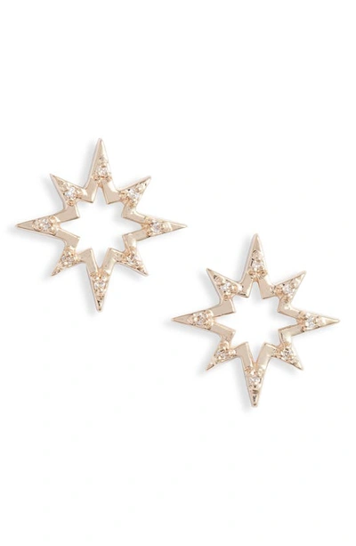 Shop Anzie Starburst Diamond Earrings In Yellow Gold/ White