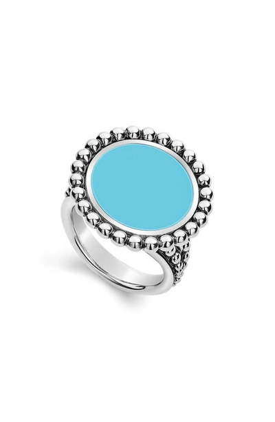 Shop Lagos Maya Ceramic Ring In Silver/ Blue