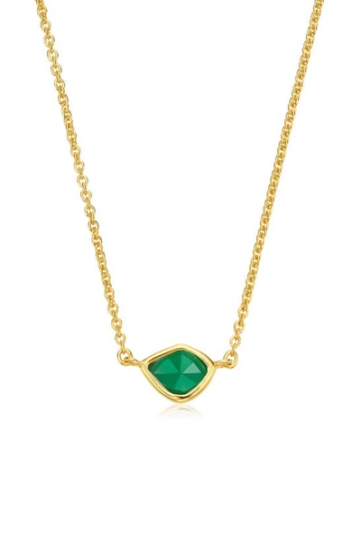 Shop Monica Vinader Siren Mini Nugget Pendant Necklace In Yellow Gold/ Green Onyx