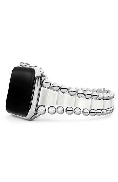 Lagos Smart Caviar White Ceramic Apple Watch Bracelet, 42-44mm In Silver/white
