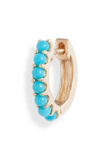 Shop Maya Brenner Alli Webb X  Stone Huggie Hoop Earring In Yellow Gold/ Turquoise