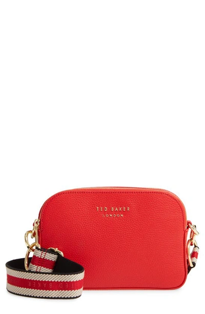 Shop Ted Baker Amerrah Branded Strap Leather Crossbody Bag In Red