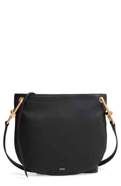 Shop Hugo Boss Kristin Leather Crossbody Bag In Black