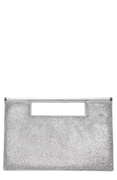 Shop Nina Crystal Embellished Top Handle Bag In Silver