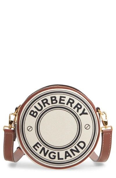 Shop Burberry Louise Logo Graphic Canvas & Leather Bag In Natural