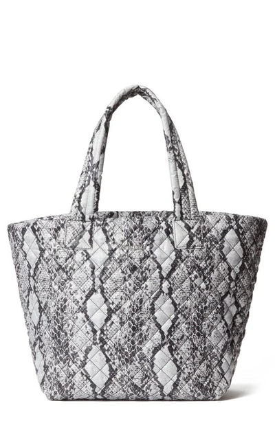 Shop Mz Wallace Medium Metro Quilted Nylon Tote In Grey Snake