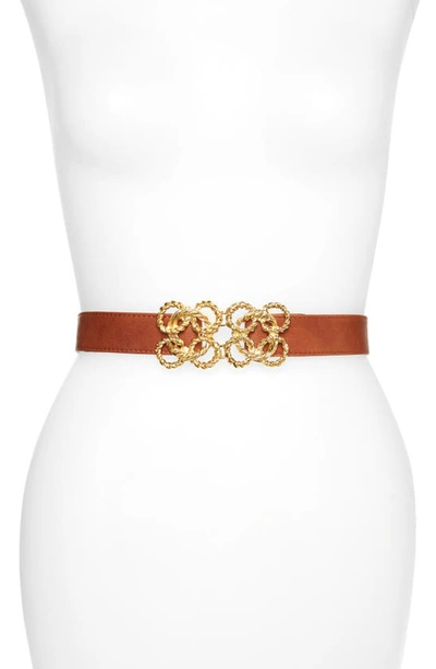 Shop Raina Torchon Rope Buckle Leather Belt In Cognac