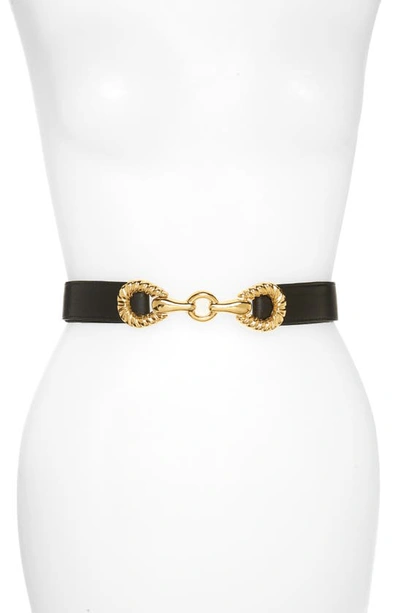 Shop Raina Rider Circle Clasp Leather Belt In Black