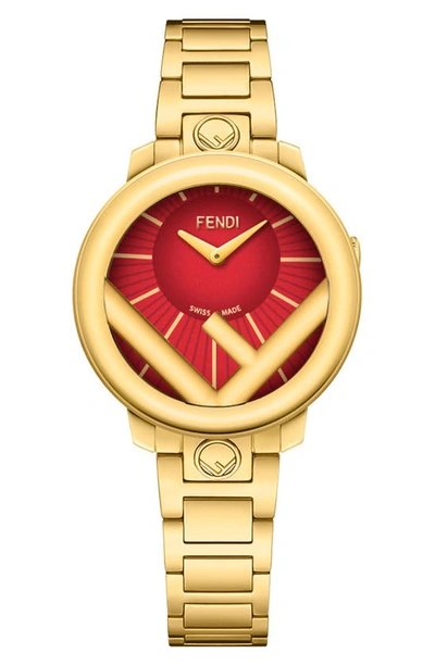 Shop Fendi Run Away Bracelet Watch, 28mm In Gold/ Red/ Gold