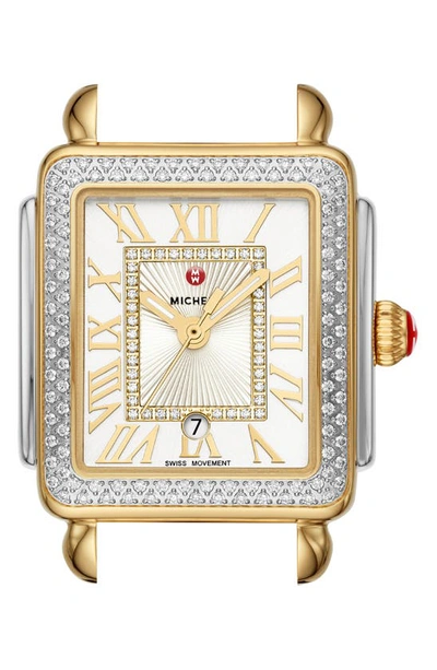 Shop Michele Deco Madison Diamond Dial Watch Head, 29mm X 31mm In Gold/ Silver/ White
