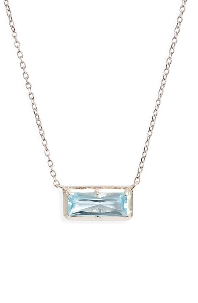 Shop Anzie Dew Drop Blue Topaz Pendant Necklace In Silver / Blue