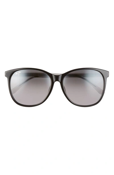 Shop Maui Jim Isola 58mm Polarizedplus2® Cat Eye Sunglasses In Black/ Transparent Light Grey