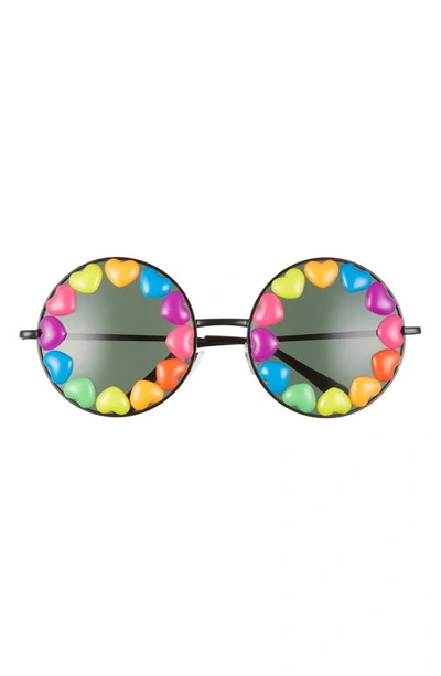Shop Rad + Refined Rainbow Heart Round Sunglasses In Black/ Black Lens