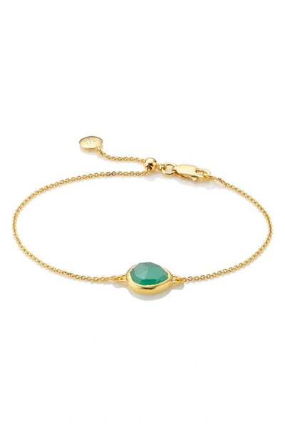 Shop Monica Vinader Mini Siren Fine Chain Bracelet In Green Onyx/ Yellow Gold