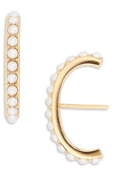 Shop Argento Vivo Imitation Pearl Suspender Stud Earrings In Gold