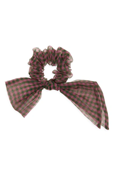 Shop Fendi Silk Organza Bow Scrunchie In Black Thorn