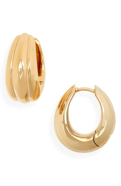 Shop Tom Wood Ice Hoops Medium Line Earrings In Silver/ 9k Gold