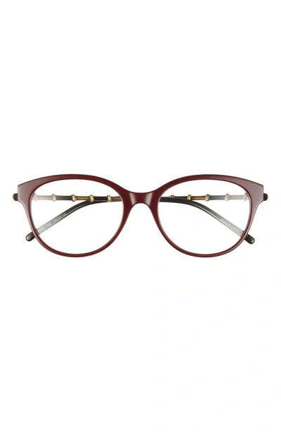 Shop Gucci 53mm Butterfly Optical Glasses In Burgundy