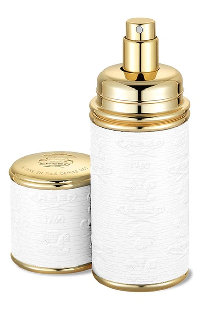 Shop Creed Refillable Deluxe Leather Atomizer, 1.7 oz In White/gold Trim