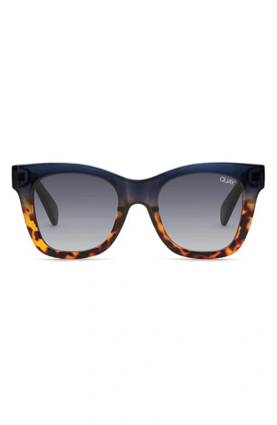 Shop Quay After Hours 50mm Square Sunglasses In Navy Tort/ Smoke