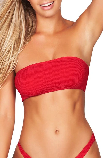 Shop Bound By Bond-eye Bound By Bone-eye The Sierra Bandeau Ribbed Bikini Top In Red