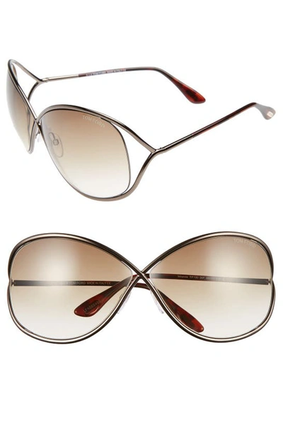 Shop Tom Ford Miranda 68mm Open Temple Oversize Metal Sunglasses In Bronze