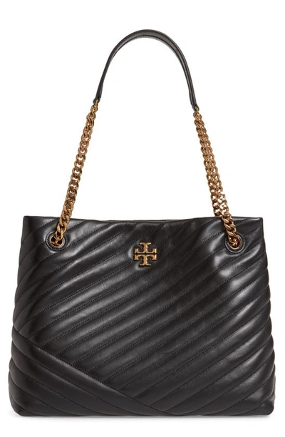 Shop Tory Burch Kira Chevron Quilted Leather Tote In Black