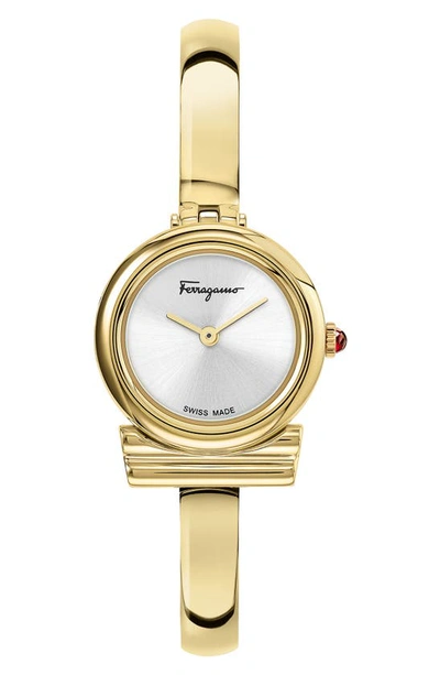 Shop Ferragamo Gancini Bangle Watch, 22mm In Gold/ White/ Gold
