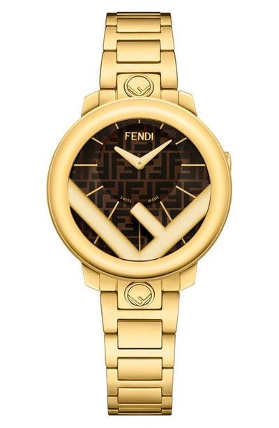 Shop Fendi Run Away Bracelet Watch, 28mm In Gold/ Brown/ Gold
