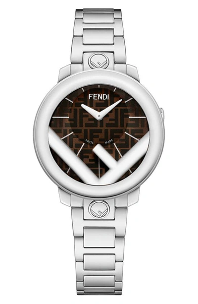 Shop Fendi Run Away Bracelet Watch, 28mm In Silver/ Brown/ Silver