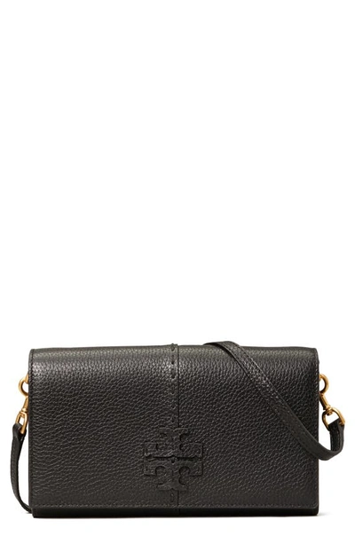 Tory Burch Mcgraw Mini Leather Wallet Crossbody In Black