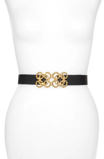 Shop Raina Torchon Rope Buckle Leather Belt In Navy