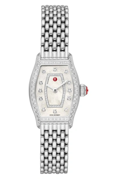 Shop Michele Diamond Watch Head & Bracelet, 23mm In Silver/ Sunray/ Silver