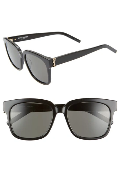 Shop Saint Laurent 54mm Square Sunglasses In Black/ Grey