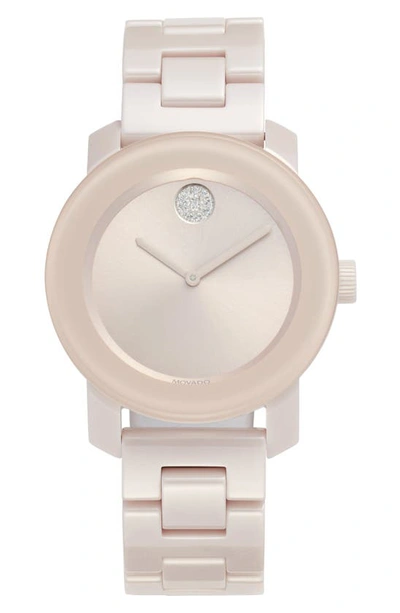 Shop Movado Bold Ceramic Bracelet Watch, 36mm In Blush Pink