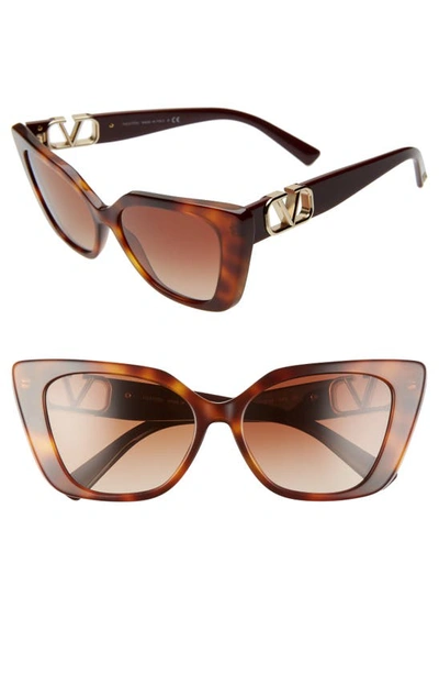 Shop Valentino Vlogo 56mm Gradient Cat Eye Sunglasses In Brown Havana/ Brown Grad