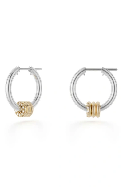 Shop Spinelli Kilcollin Ara Diamond Hoop Earrings In Silver/ Yellow Gold