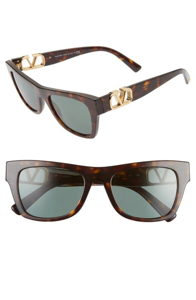 Shop Valentino 52mm Polarized Sunglasses In Havana/ Green Solid