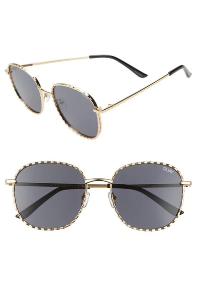 Shop Quay Jezabell 53mm Round Sunglasses In Gold/ Smoke
