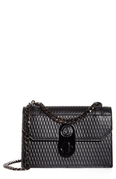 Shop Christian Louboutin Mini Elisa Diamond Embossed Leather Shoulder Bag In Black/ Black