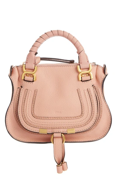 Shop Chloé Mini Marcie Leather Crossbody Bag In Fallow Pink