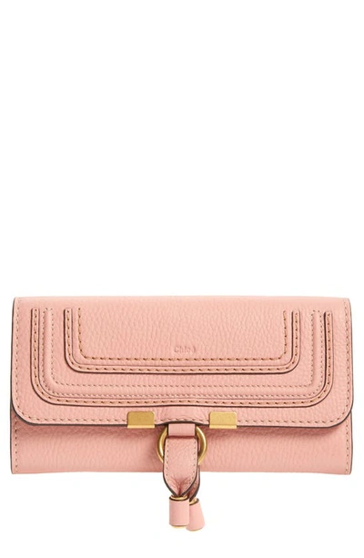 Shop Chloé Marcie Leather Flap Wallet In Fallow Pink