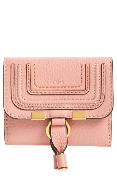 Shop Chloé Marcie Leather French Wallet In Fallow Pink