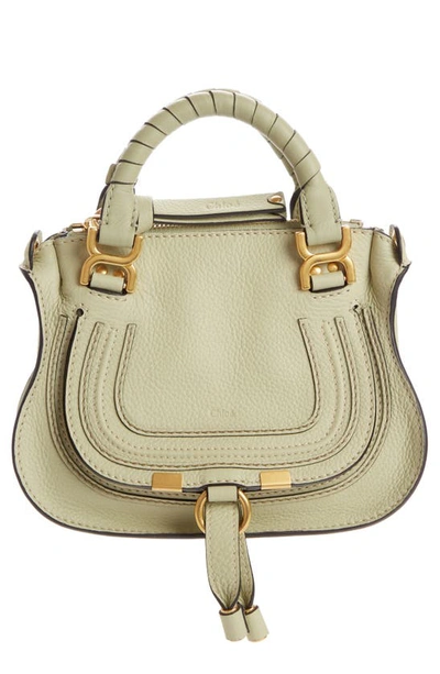 Shop Chloé Mini Marcie Leather Crossbody Bag In Light Eucalyptus