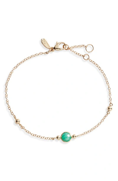 Shop Anzie Bonheur Emerald Bracelet In Yellow Gold/ Green
