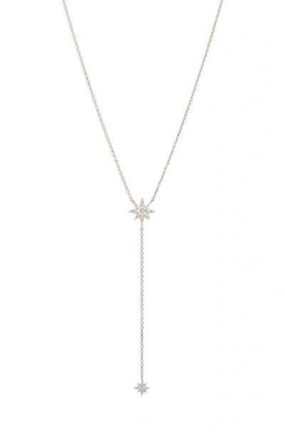 Shop Anzie White Sapphire Star Y-necklace In Silver/ White