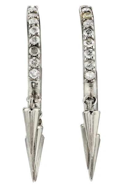 Shop Sheryl Lowe Spike Hoop Earrings In Silver